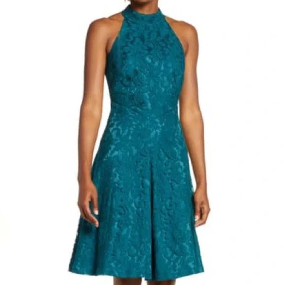 Eliza J Teal Green Blue Lace Formal Dress